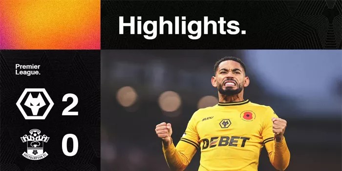 Hasil Pertandingan Wolves 2-0 Southampton, 09 November 2024