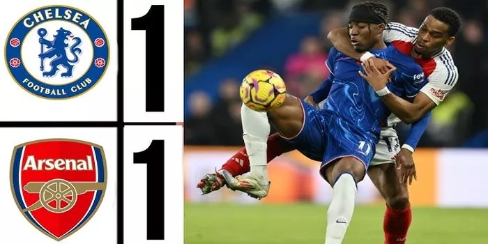 Pertandingan Sengit Chelsea vs Arsenal Berakhir 1-1