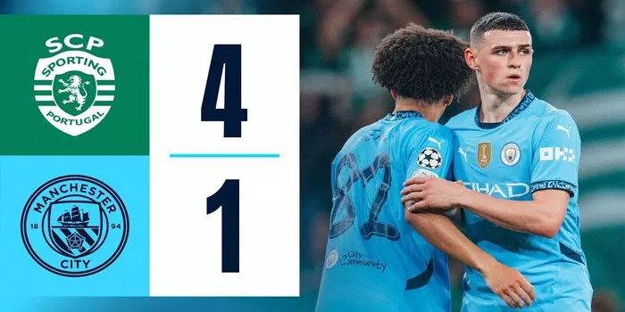 Sporting CP Mengobrak Abrik Manchester City dengan Skor 4-1