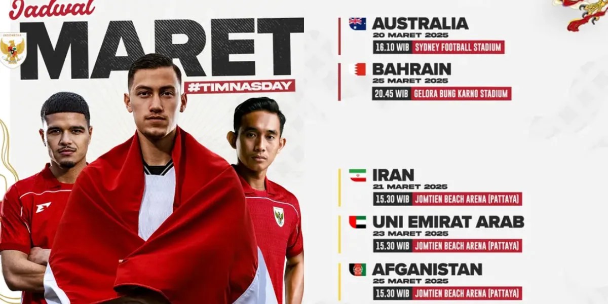 Jadwal Timnas Sepak Bola Indonesia WCQ Zona Asia 20-25 Maret 2025 & Klasemen