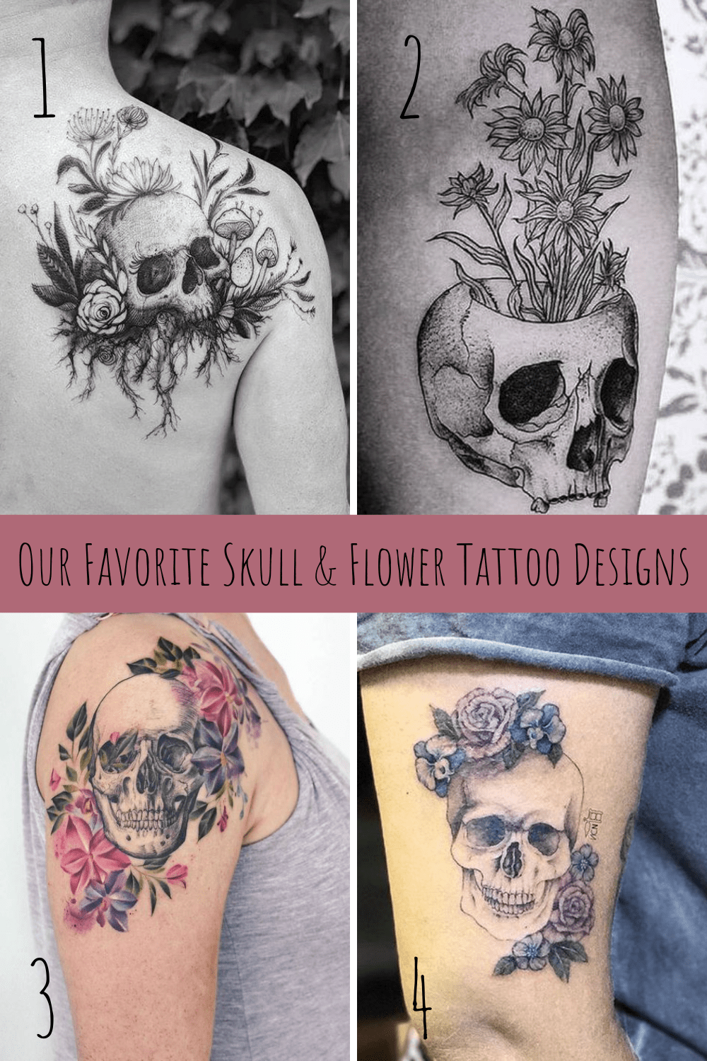27 Beautiful Skull And Flower Tattoo Ideas - Tattooglee 1500_x_1000_png