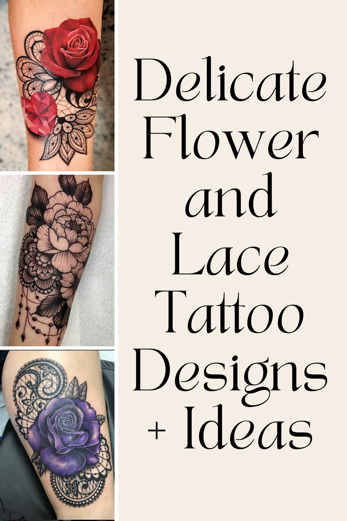 Delicate Flower And Lace Tattoo Designs + Ideas - Tattooglee 1800_x_1200_jpg