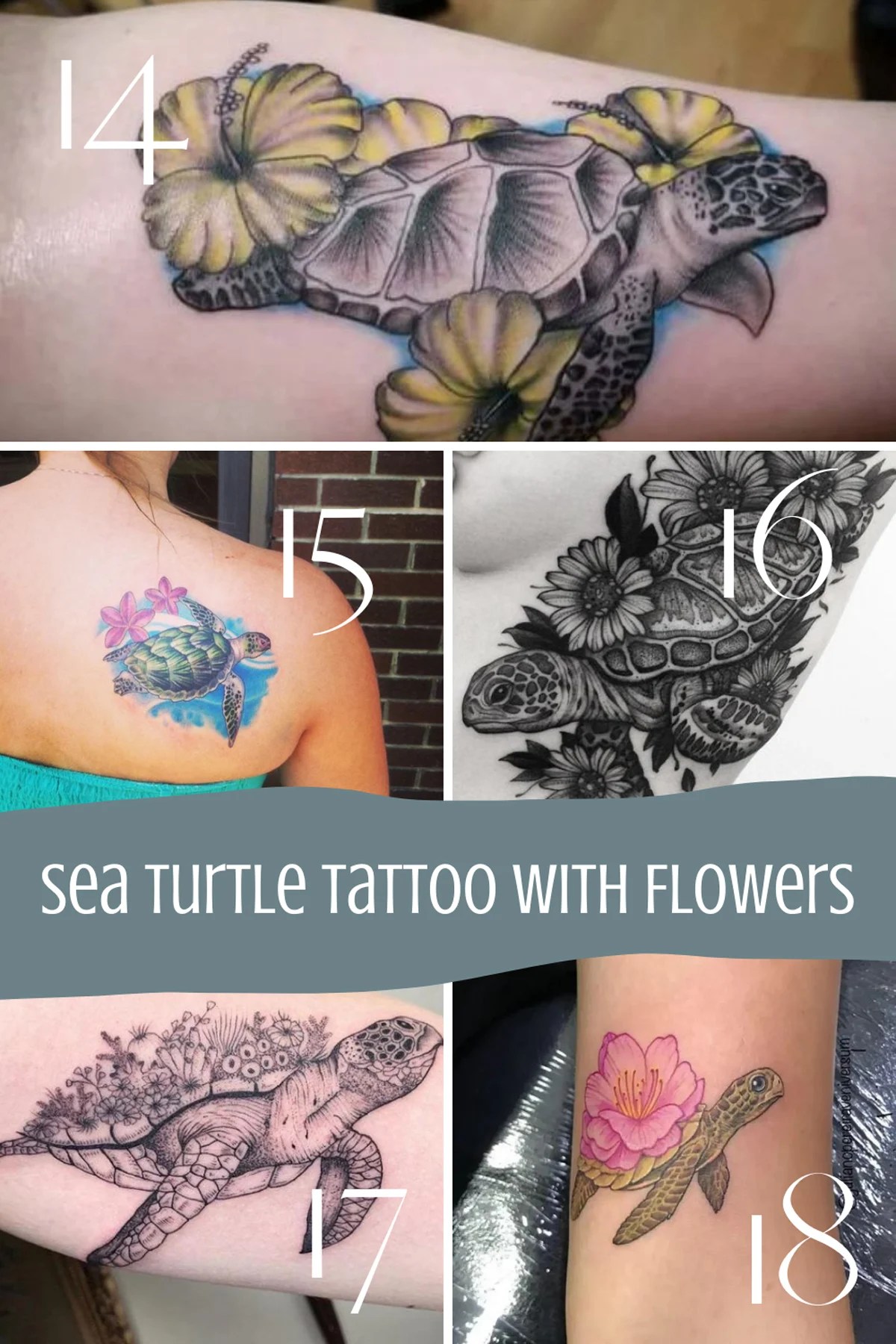 97+ Sea Turtle Tattoo Designs & Hawaiian Flowers - Tattooglee 1800_x_1200_jpg