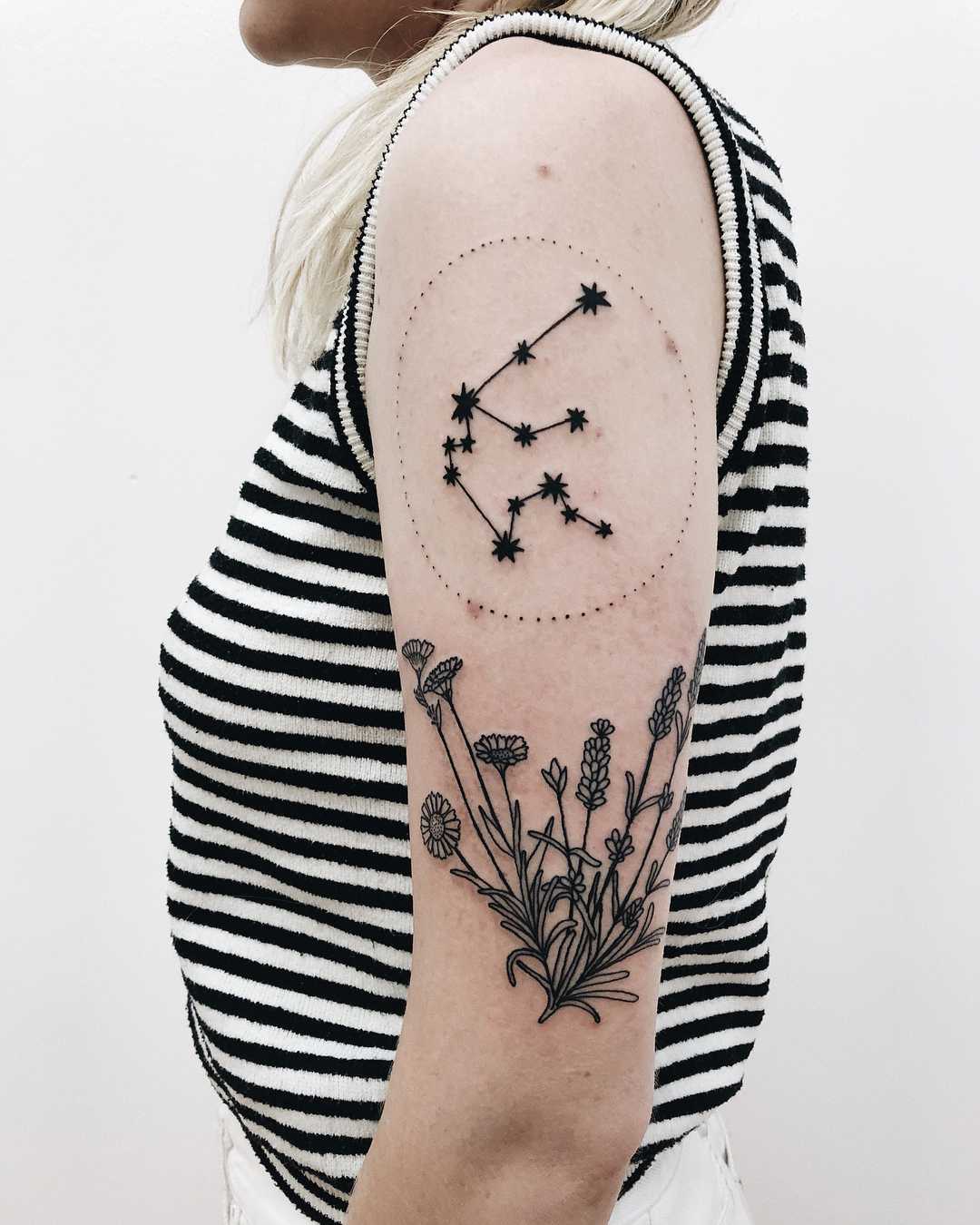 Aquarius Constellation And Wildflowers - Tattoogrid.net 1350_x_1080_jpg