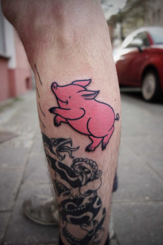 Happy Jumping Pig Tattoo - Tattoogrid.net 1024_x_683_jpg