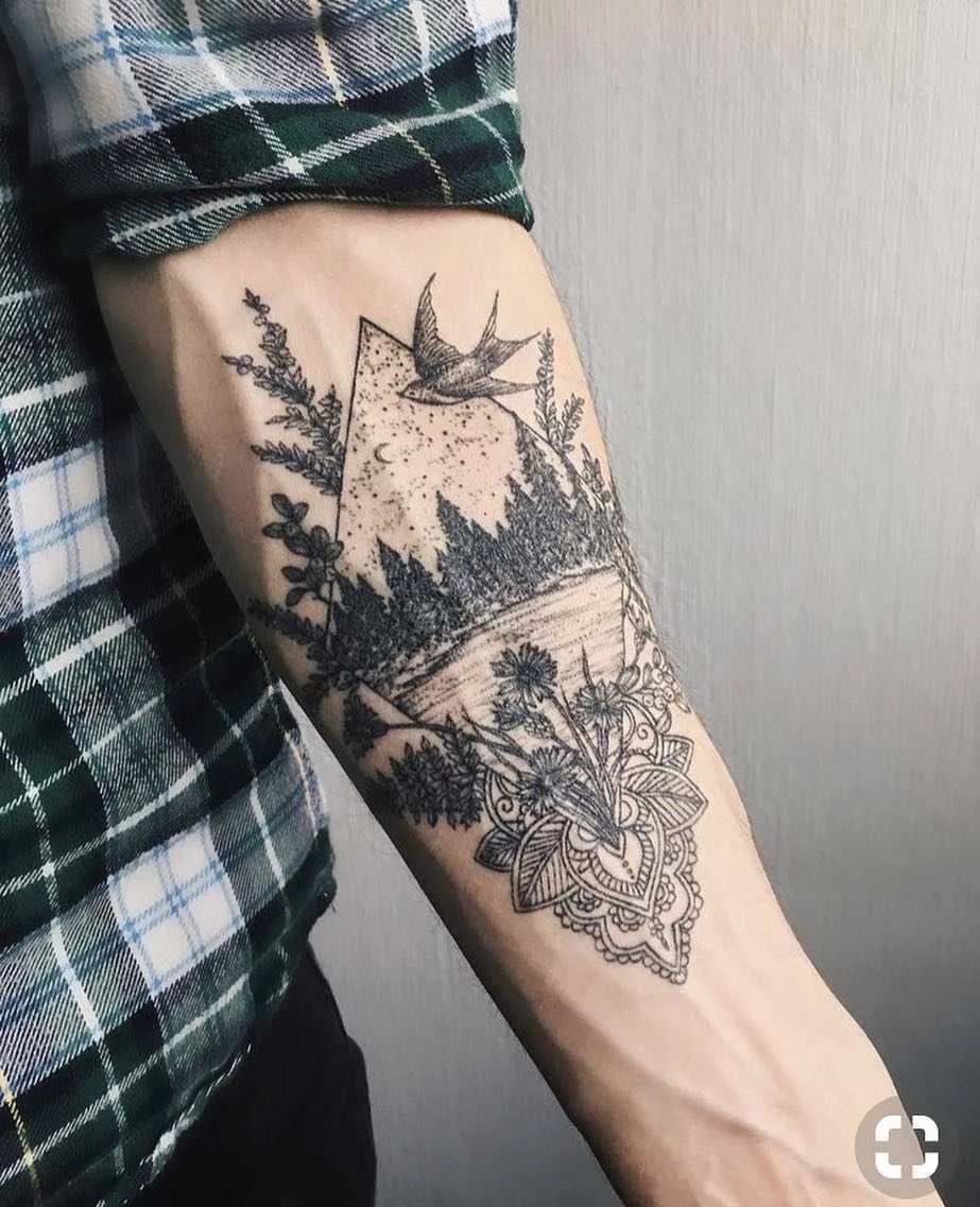 Beautiful Nature Scene Tattoo - Tattoogrid.net 1137_x_923_jpg