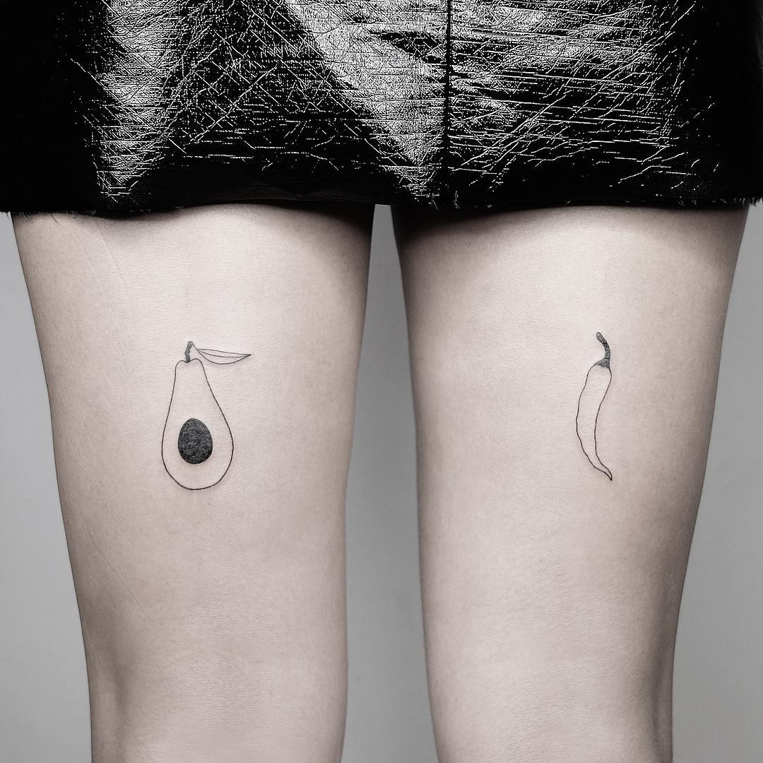 Avocado And Chilli Pepper By @Mateutsa - Tattoogrid.net 1080_x_1080_jpg