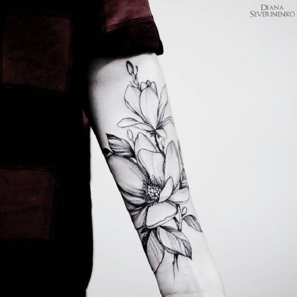 70 Ideias Do Tatuagem Da Flor Da Magnólia » Tatuagens Hd 600_x_600_jpg
