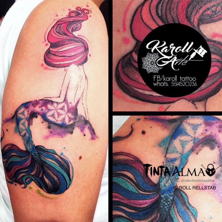 ▷ Tatuaje Del Artista Mexicano Karoll Rellstab, Sirena A Color | Tatuajes Y Más 750_x_750_jpg