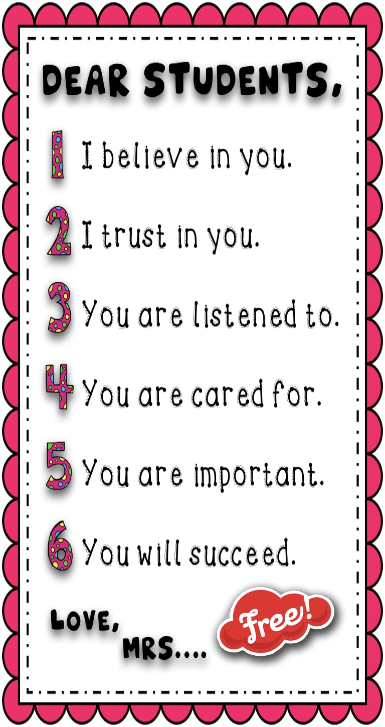 FREE- Dear students poster