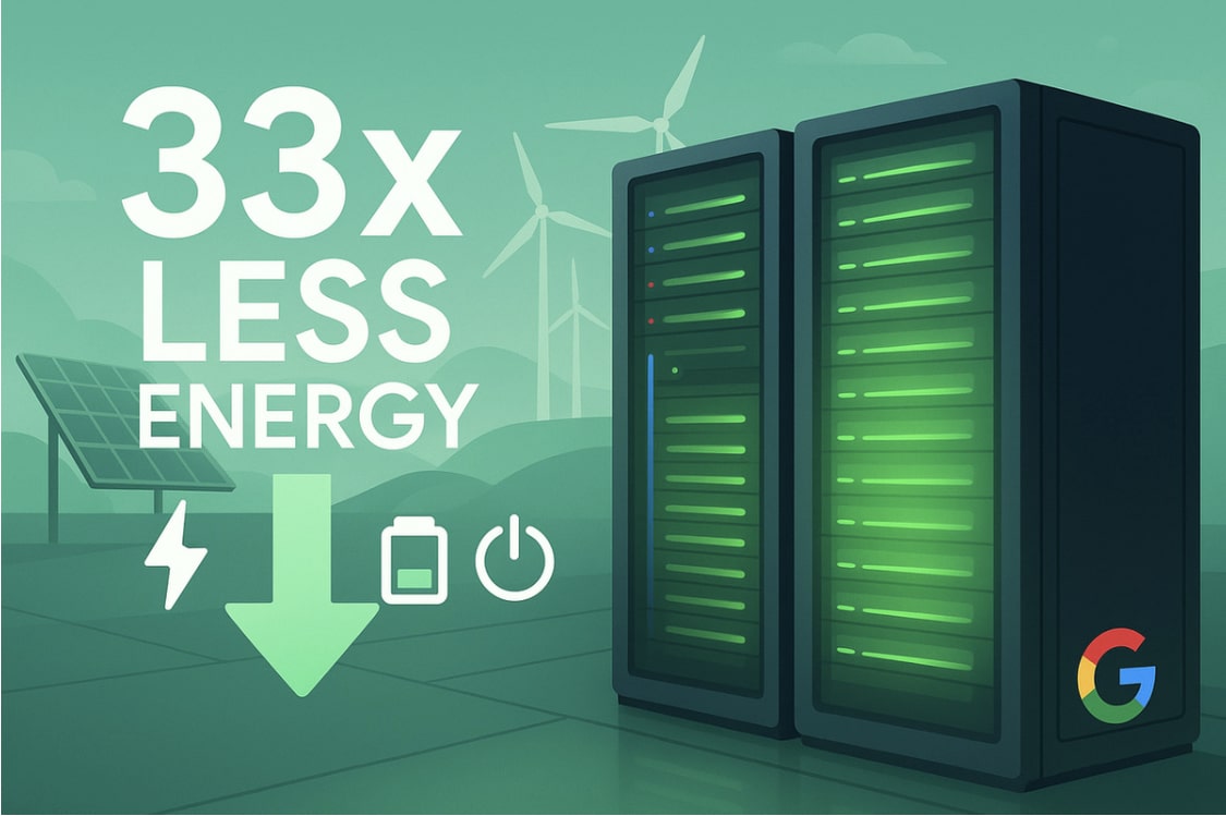 Google AI Queries Now 33x More Energy Efficient