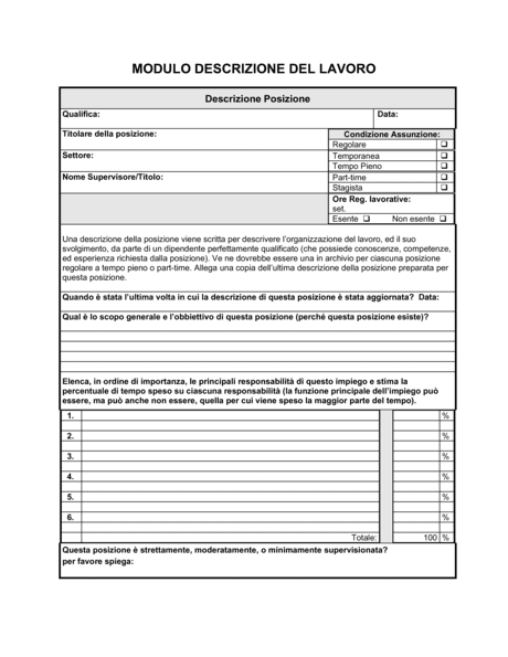 Modulo Descrizione Del Lavoro - Modelli E Esempi Di Moduli | Biztree.com 595_x_460_png