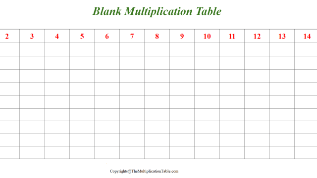 Blank multiplication table pdf