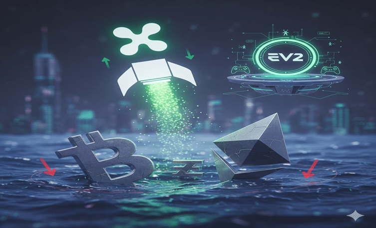 Bitcoin and Ethereum Retreat as XRP ETF Nears Launch, $EV2 Token Presale Gains Traction