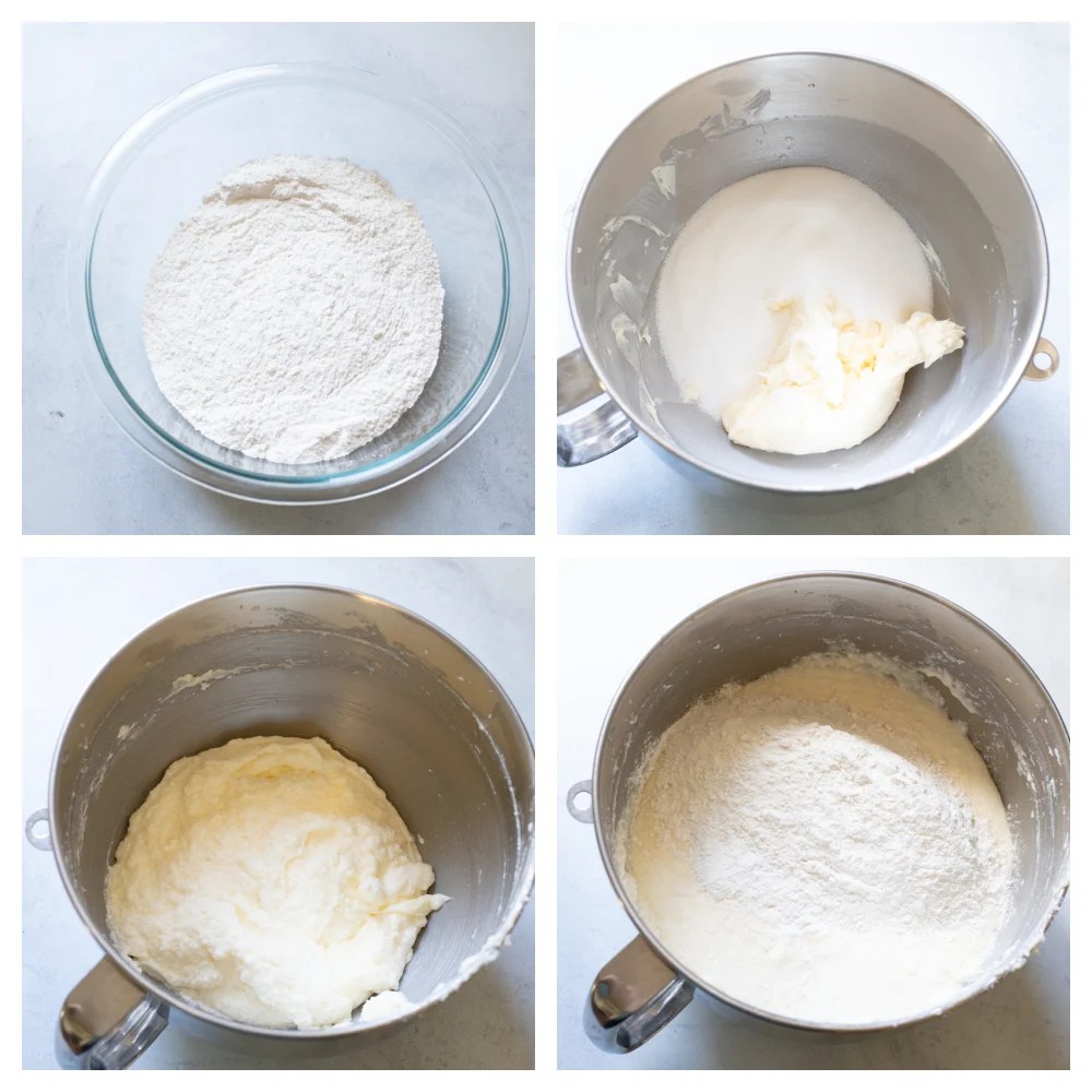 Follow these instructions for a bakery-worthy cake! The process of making white cake in the mixer.