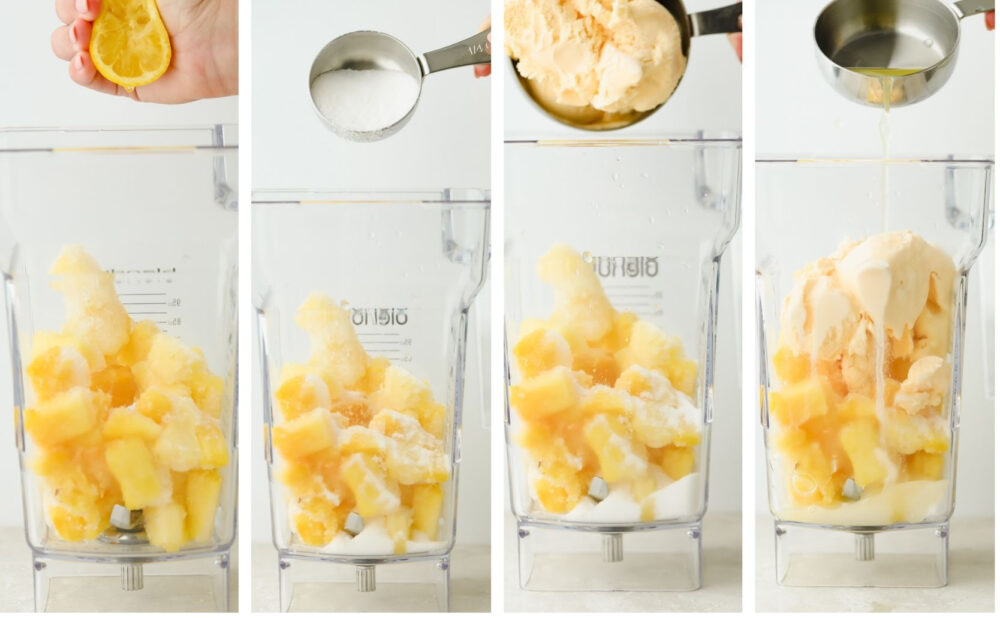 Dole Pineapple Whips are the perfect summertime treat that you can make at home. Similar to Disneyland's and Hawaii's Dole whips, they are refreshing and quick. Adding lemon juice, sugar, ice cream and pineapple juice to blend up.