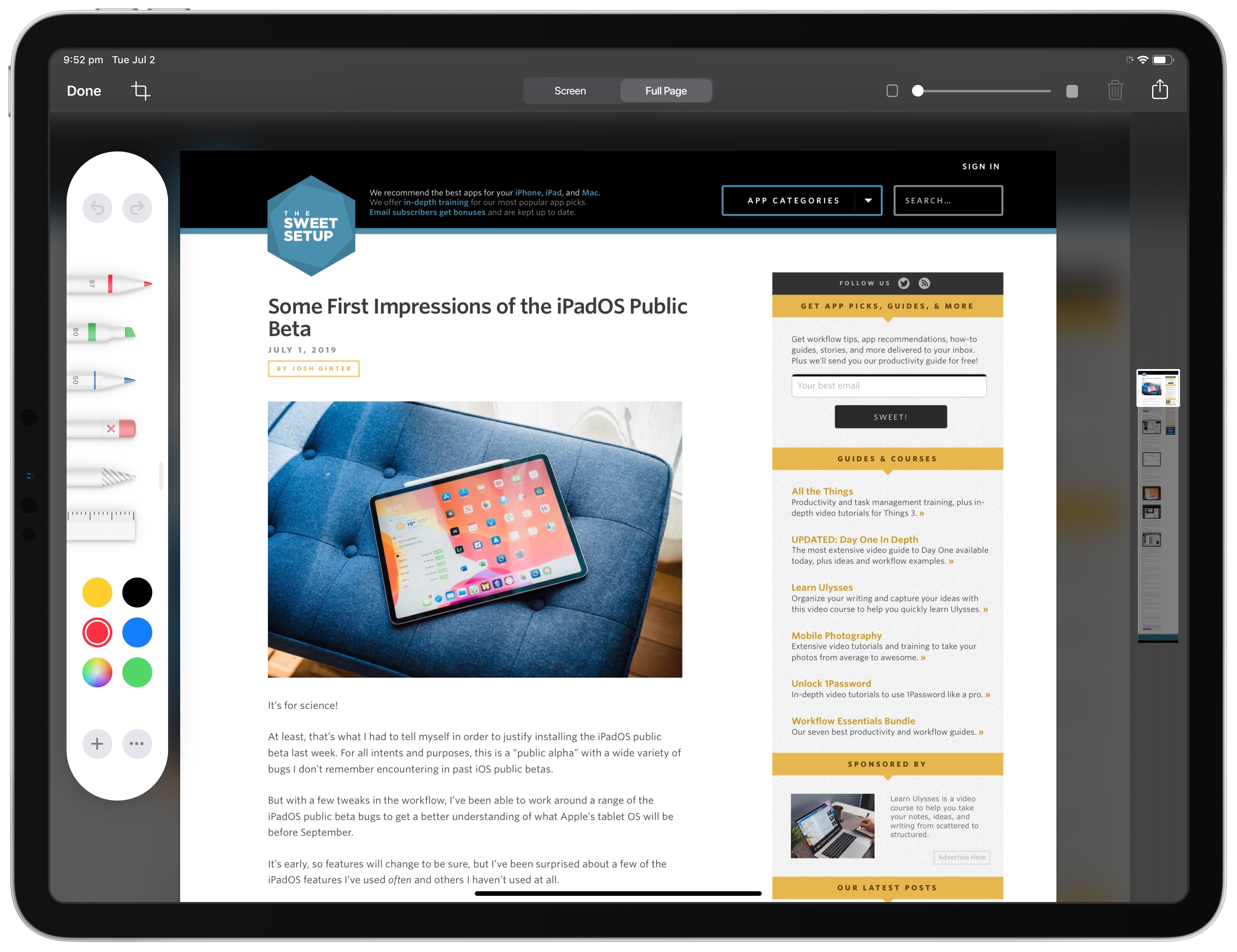 Taking, Annotating, and Sharing Screenshots in iPadOS – The Sweet Setup