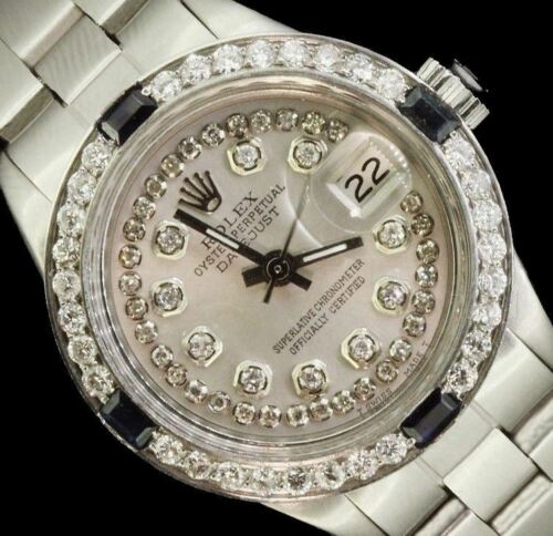 Rolex Ladies Datejust Date Oyster Steel Diamond Dial Bezel Sapphire Watch Timemeter