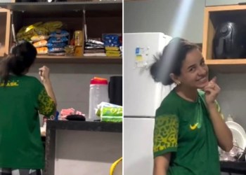 Surda inspira ao orar em Libras e agradecer por compras do mês: “Deus recebeu a oração”