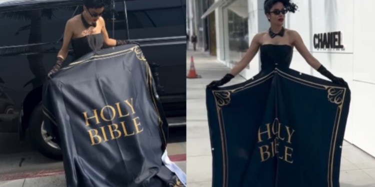 Atriz que pregou Jesus em Cannes usa vestido para promover leitura da Bíblia
