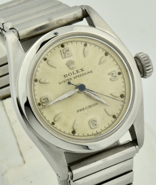 Vintage Rolex Oyster Speedking Bubbleback 6056 Stainless White Dial