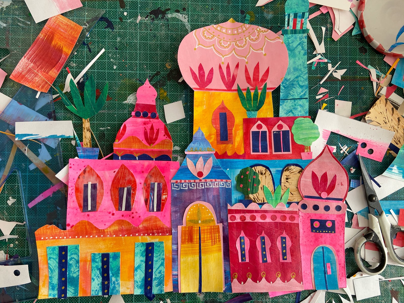 Tracey English Snips Hand Painted Paper Into Colorful Collage Art Tiny Workshops