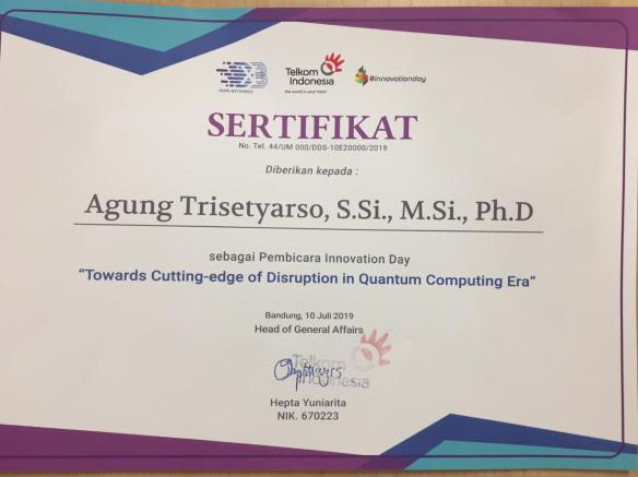 Diseminasi Towards Cutting-Edge of Disruption in Quantum Computing Era di  PT TELKOM Indonesia | Revolusi Sains Indonesia
