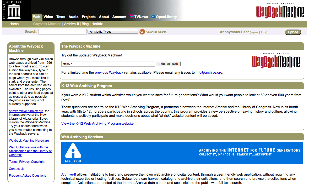 サイト過去を見ることができるWayBack Machineの使い方 | ウェブマスターがウェブのことを書いたら