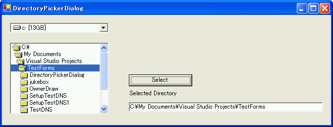 C# フォルダーを選択するダイアログ