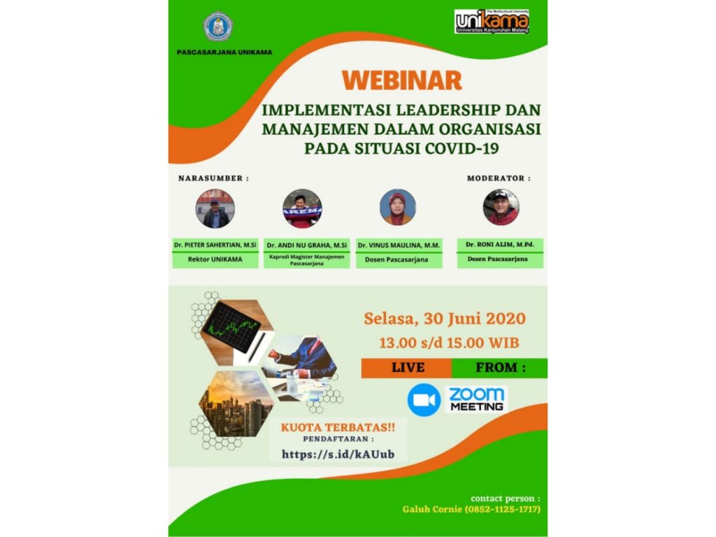 Webinar Implementasi Leadership Dan Manajemen Dalam Organisasi Pada Situasi  Covid-19 – Universitas PGRI Kanjuruhan Malang
