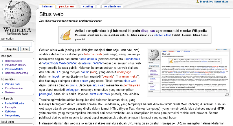Situs web - Wikipedia bahasa Indonesia, ensiklopedia bebas