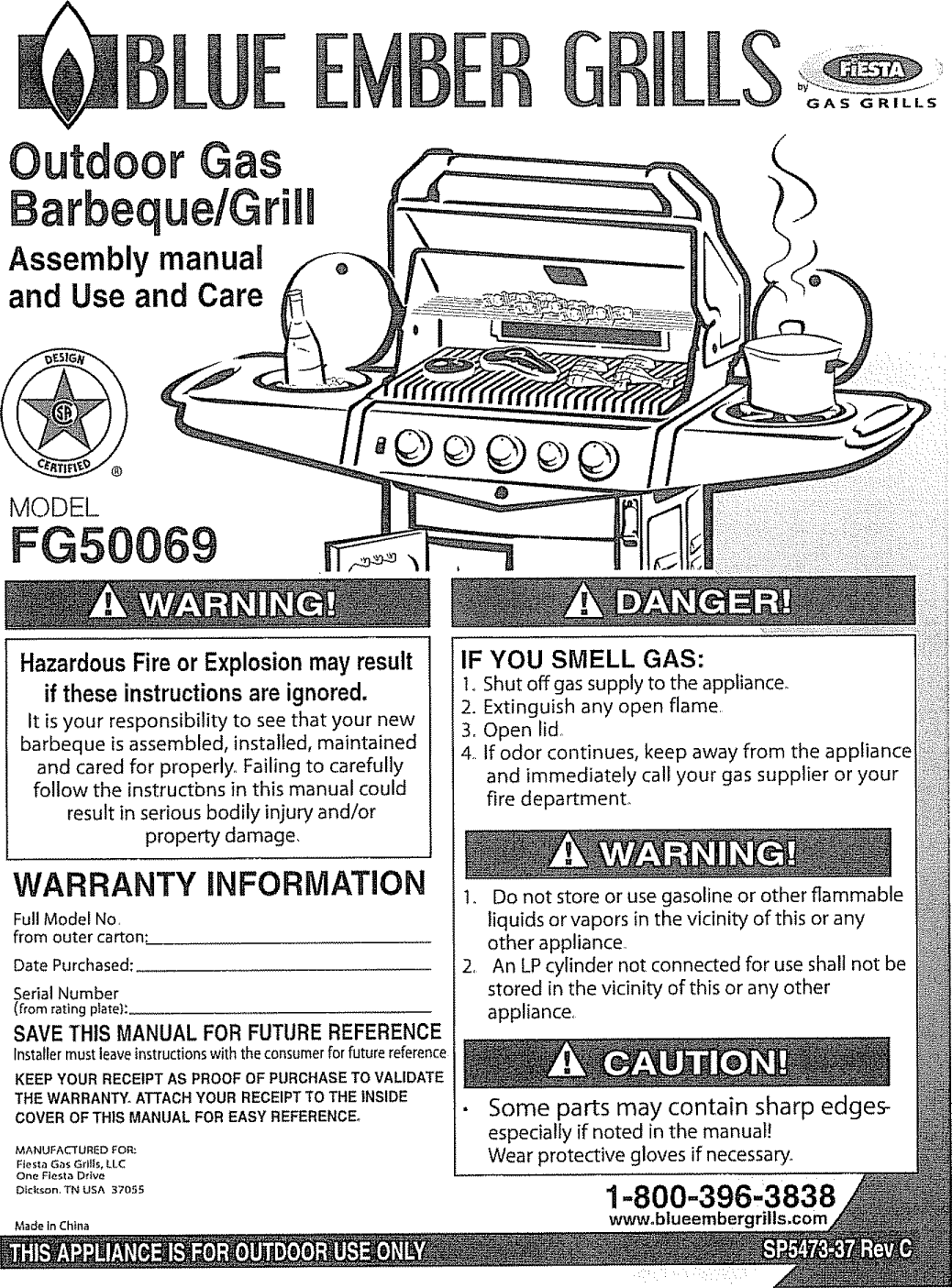Fiesta Fg50069 User Manual Gas Grill Manuals And Guides L0904438