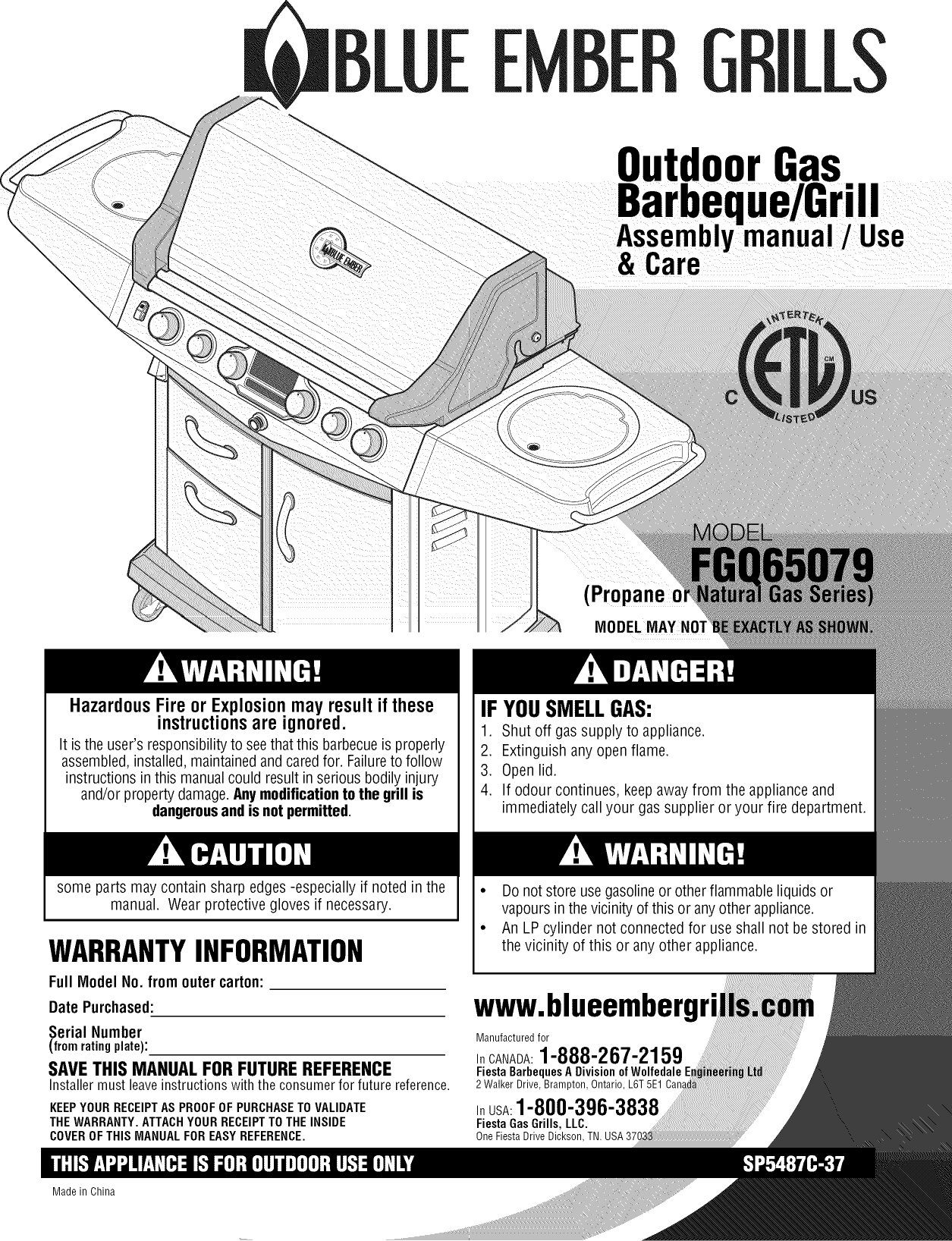 Fiesta Fgq65079 User Manual Gas Grill Manuals And Guides L0905428