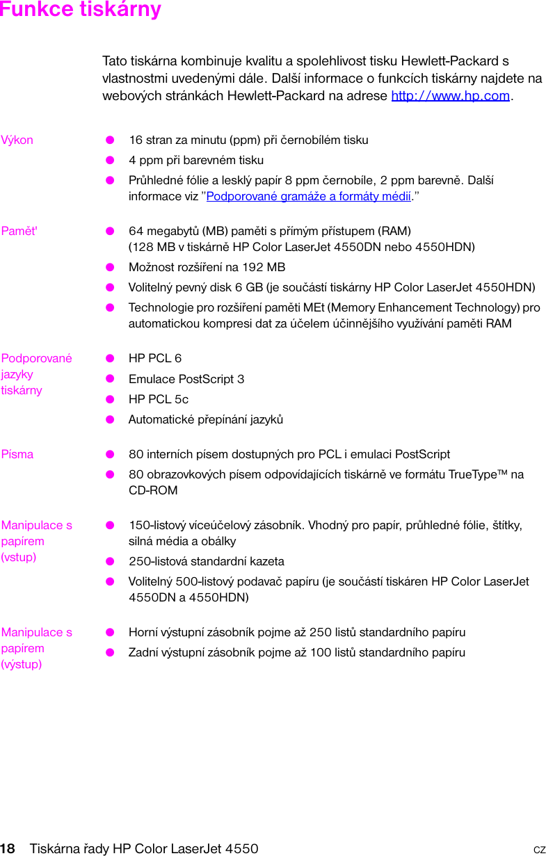 Hp C7085 Cz Color Laser Jet 4550 Printer Family User Guide Bpl08786