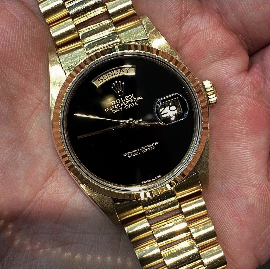 Rolex Day Date 18038 Onyx Dial 36mm With Rolex Service Vintage Times Amsterdam
