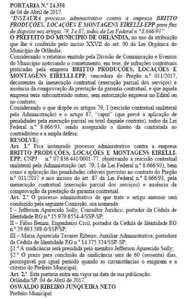 nota oficial, prefeitura de Orlândia, Carnaval 2017
