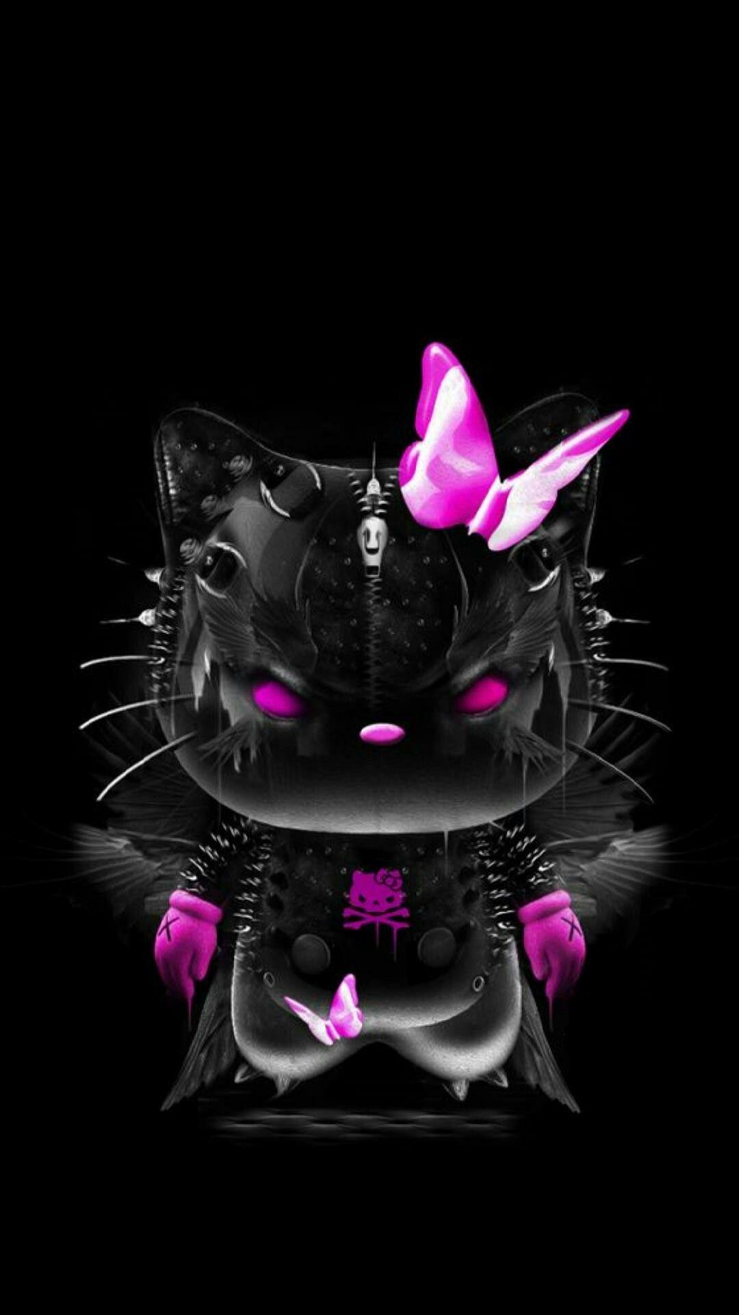 Hello kitty wallpaper black and pink