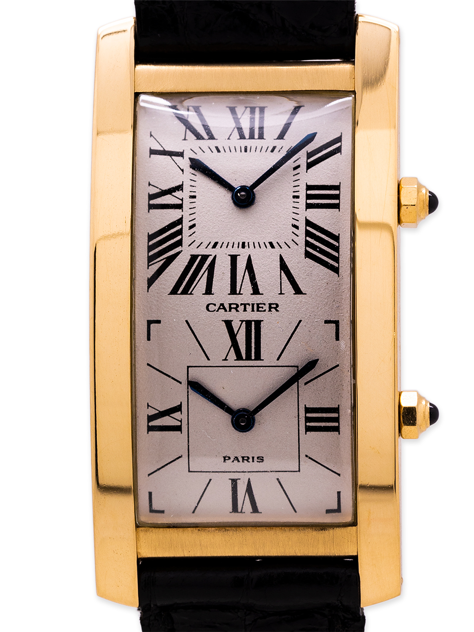 Cartier Tank Cintree 18k Yg Dual Time Zone Circa 1990 S