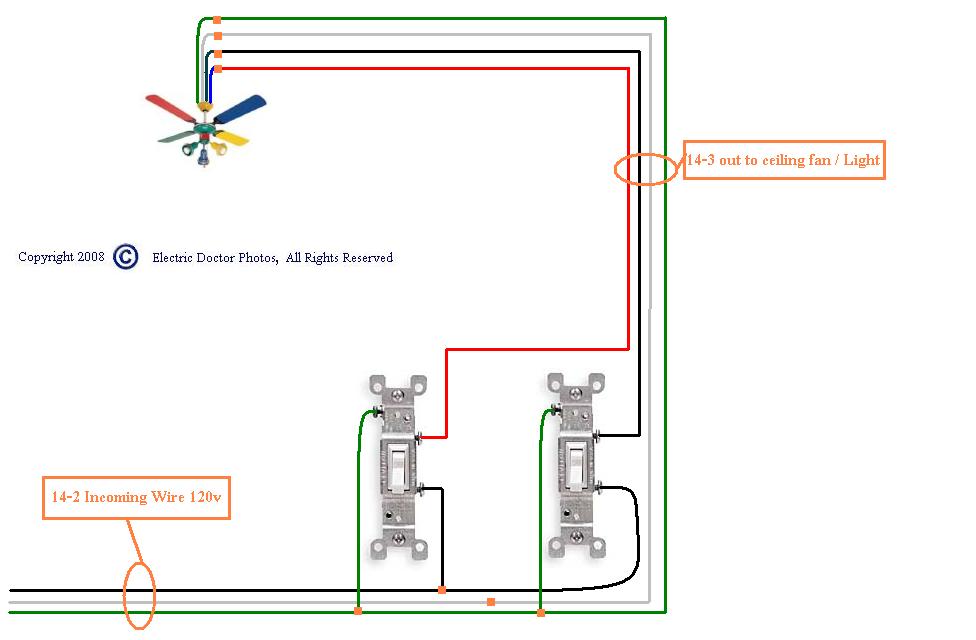 Wiring A Ceiling Fan And Light With Two Switches Diagram Collection