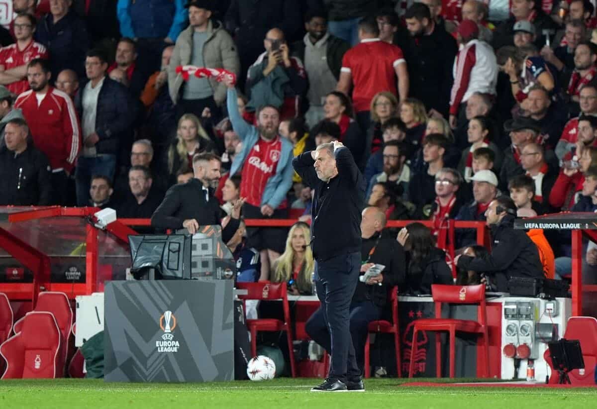 Ange Postecoglou responds to chants of ‘you’re getting sacked in the morning’ by the Nottingham Forest fans