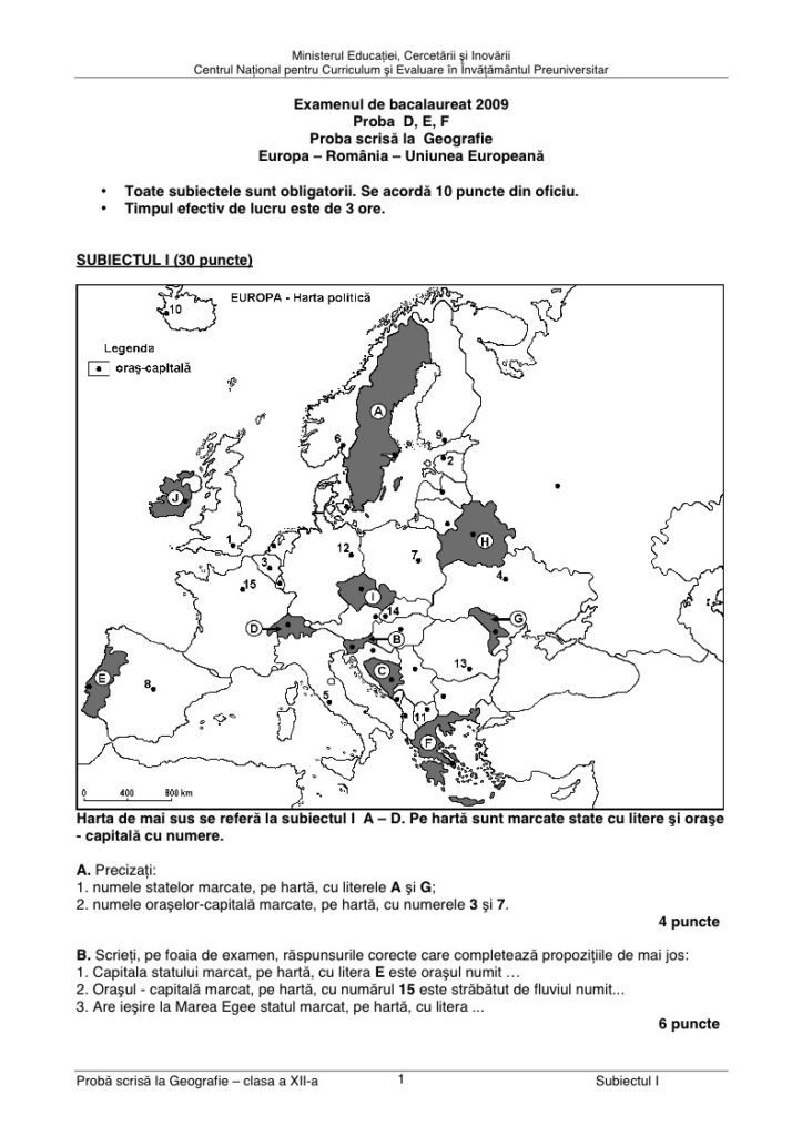 Varianta 31 2009 Geografie Rezolvat