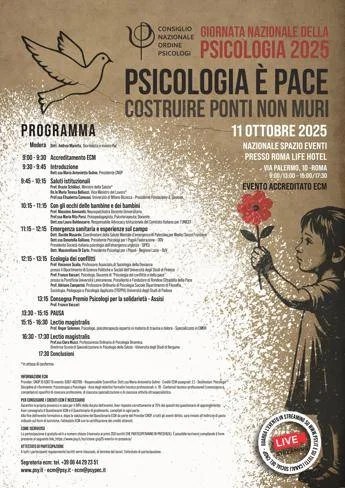 Giornata nazionale della psicologia, appello Cnop: "Facciamoci promotori di pace"