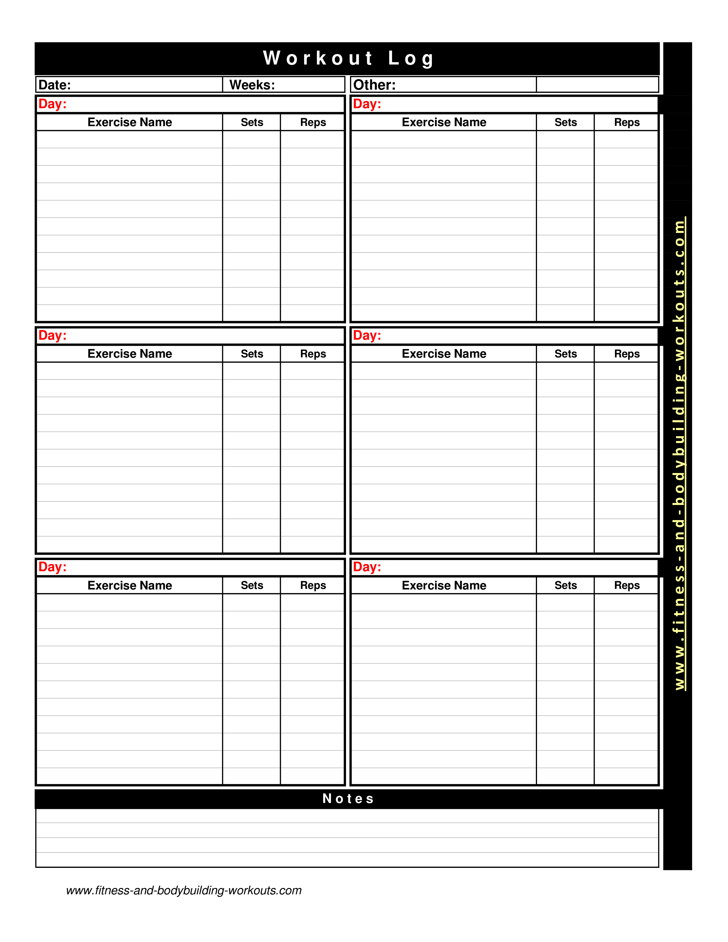 All workout chart