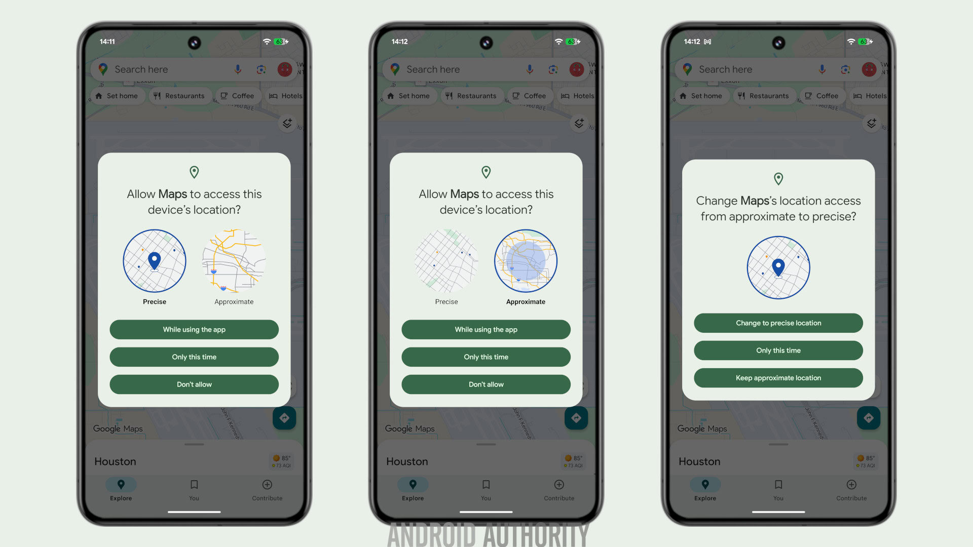 Android approximate and precise location access dialogs Android approximate and precise location access dialogs