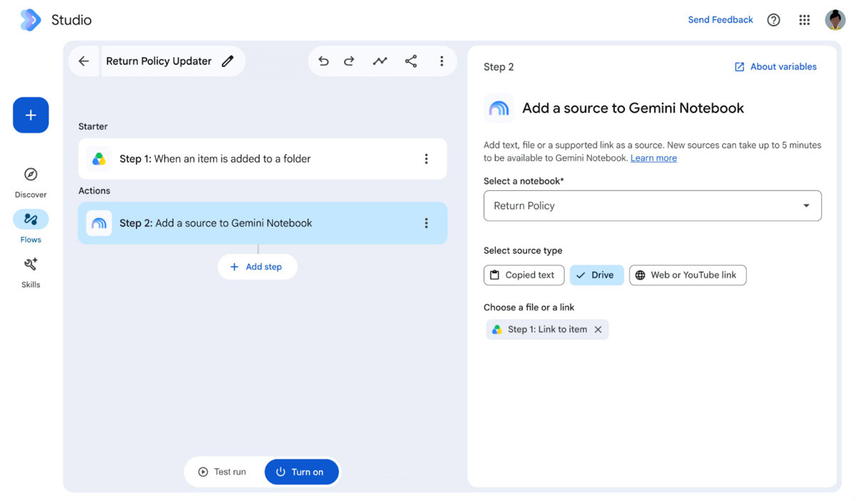 Gemini Notebooks add source tool Gemini Notebooks add source tool