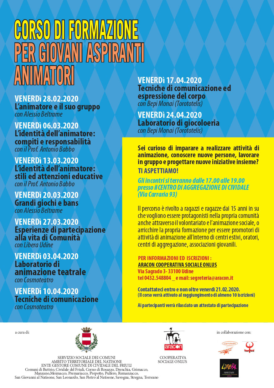 Corso Di Formazione Gratuito Per Giovani Aspiranti Animatori - Aracon Cooperativa Sociale Onlus Udine 1241_x_875_jpg