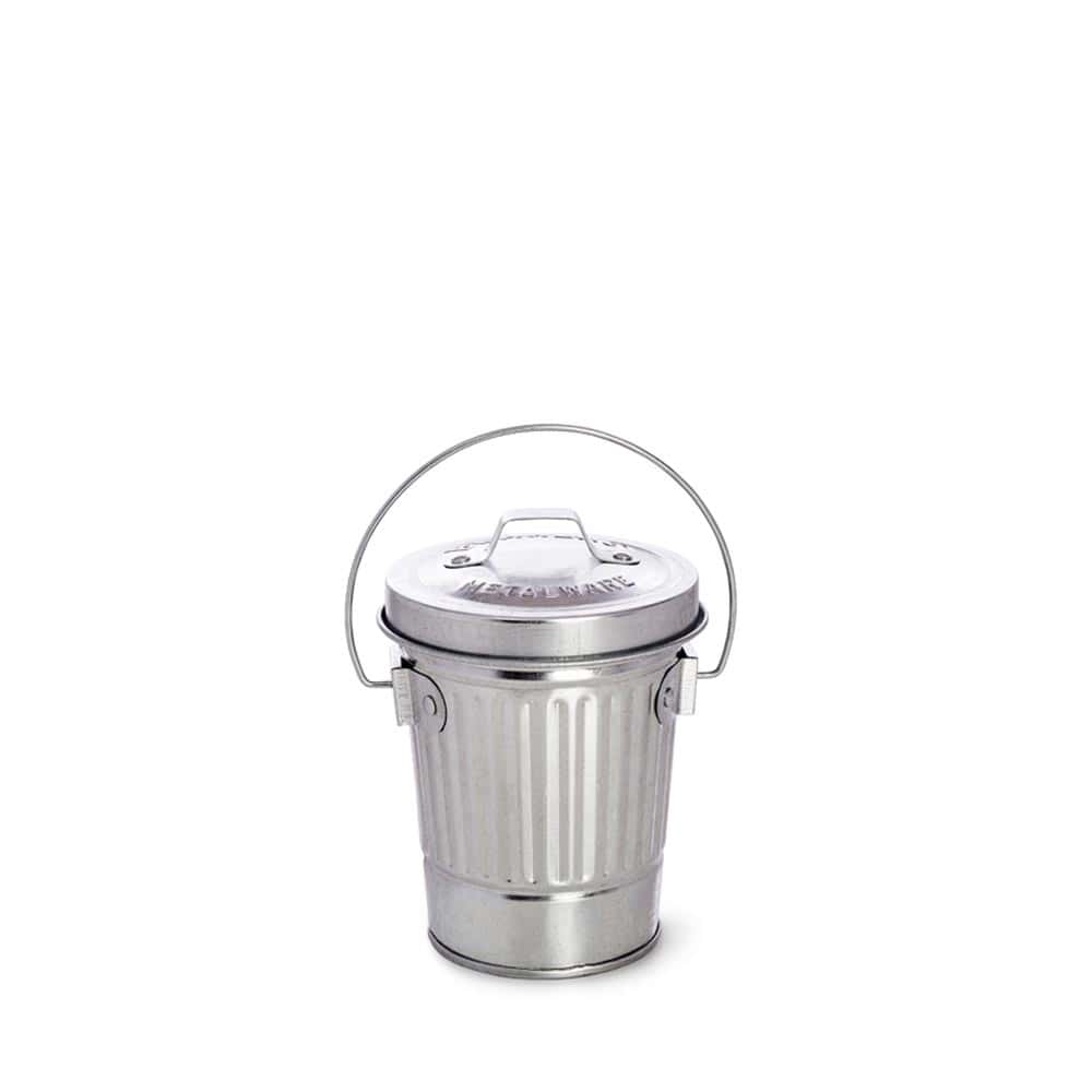 Galvanized mini trash can