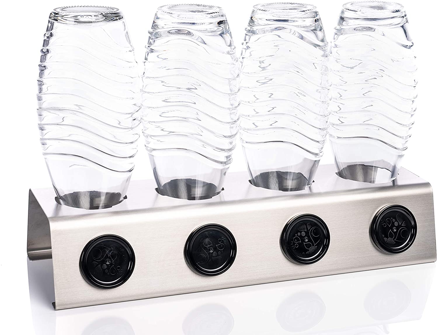 4 fach - aus Edelstahl kompatibel mit Sodastream Crystal & Emil Flasche... Sodastream flaschen edelstahl