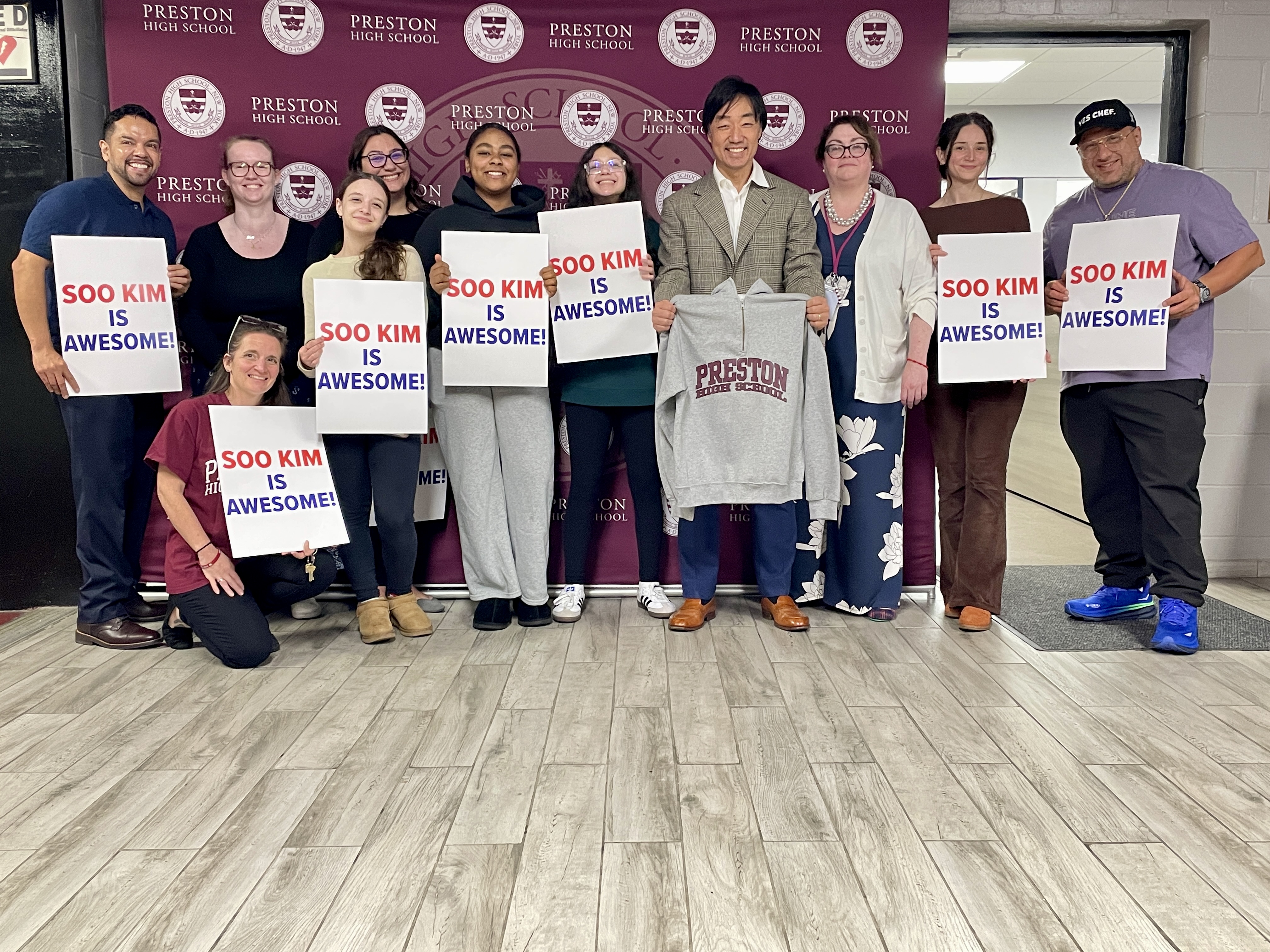 Preston HS families thank Bally’s Chair Soo Kim for saving school
