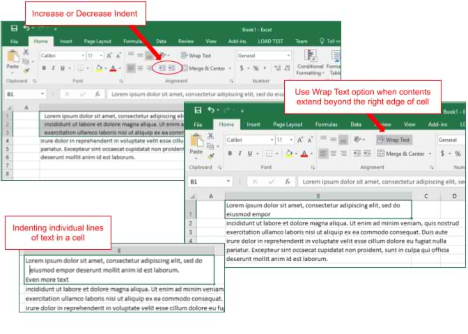 Indent Text Within Spreadsheet Cells in Excel | Cedarville University